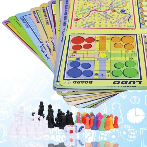 ToyMagic 50-in-1 Classic Board Game Set|Includes Chess,Checkers,Snakes & Ladders,Ludo,Sapsidi|Ultimate Collection of Fun & Educational Games for Family|Indoor Board Games for All Age Group,Multicolor