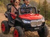 Toyzone Buster Electric Jeep (Red) | 12V Rechargeable Ride on with 8Ah Battery | Music Player with BT, USB & AUX | Smooth Acceleration | 6M Battery Warranty | Age 3-12 Years, Upto 50 kg