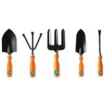 TrustBasket Gardening Tools Kit for Home 5-Piece Garden Tools for Home Gardening Set Including Big & Small Trowel, Cultivator, Weeder & Garden Fork Durable Agriculture Tools & Gardening Items Combo