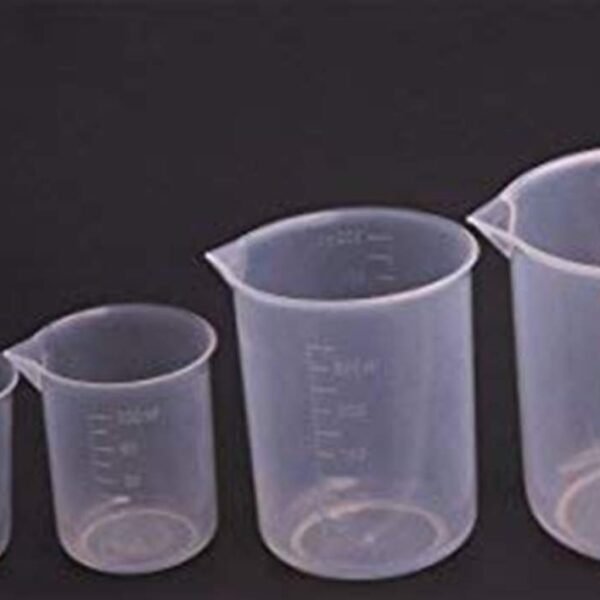 Truvic Combo Pack (4pcs) 50ml 100ml, 250ml, 500ml Plastic Science Beaker Set Measuring Cup Transparent