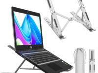 Tygot Aluminium Laptop Stand Adjustable 6 Angles, Foldable Ergonomic Laptop Riser for Desk, Portable Stand for MacBook, HP, Dell, Lenovo & Other Laptops (Grey)
