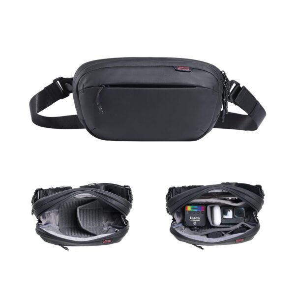ULANZI BP08 Camera Sling Bag,Versatile Crossbody Travel Chest Bag Messenger Portable Handheld Travel Bag Accessories Stylish Compatible with Sony Smartphone etc -3L, BLACK