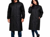 Unisex Long Rain Coat, Black, Hooded, Water Resistant, Lightweight, for Outdoor Activities, Travel and Daily Commute (Pack of 1)