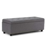 Urban Design Organizer Stool Chest Storage Box with Lid/Multi-Functional Collapsible Ottoman Footrest Seat Footstool,Linen,Grey