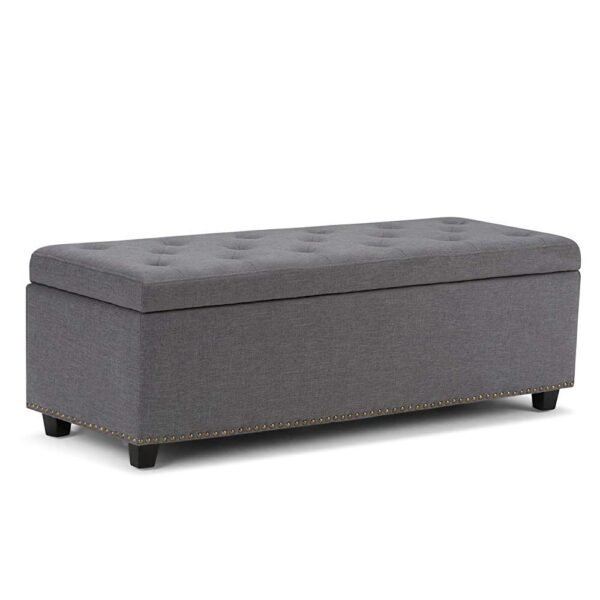 Urban Design Organizer Stool Chest Storage Box with Lid/Multi-Functional Collapsible Ottoman Footrest Seat Footstool,Linen,Grey