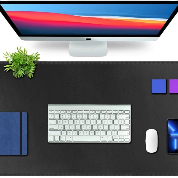 V-CUBE Designs Premium Vegan Leather Desk Mat 90X45cm 2.4mm Thick&Padded|Laptop Mat/Extended Mouse Pad/Stitched, Reversible, Sturdy Deskspread | High Tear/Peel Strength|Anti-Slip,Splash-Proof| Black