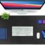 V-CUBE Designs Premium Vegan Leather Desk Mat 90X45cm 2.4mm Thick&Padded|Laptop Mat/Extended Mouse Pad/Stitched, Reversible, Sturdy Deskspread | High Tear/Peel Strength|Anti-Slip,Splash-Proof| Black