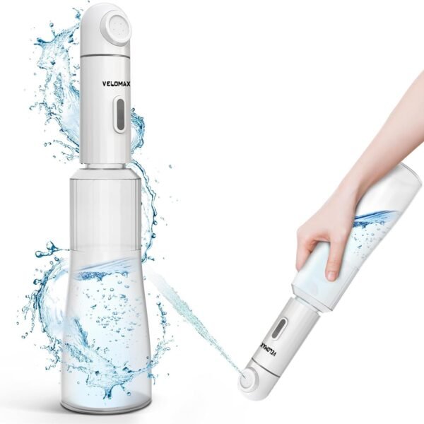 VELOMAX Portable Travel Bidet with 2 Pressure Options, IPX7 Waterproof Electric Rechargeable Mini Handheld Spray for Women & Men, Adjustable Speed, Hygienic Cleaning, Postpartum & Baby Care