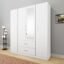 VIKI Wardrobe | Wooden Almirah for Clothes,Door for Bedroom, 4 Door Wardrobe with Drawer, Mirror & Hanging Space (Frosty White - 40D x 160W x 180H) | 1 Year Warranty | Free Assembly