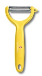 Victorinox Stainless Steel Peeler, Swiss Classic Serrated/Wavy Edge Multipupose Peeler for Professional and Household Kitchen, Yellow, Swiss Made
