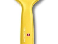 Victorinox Stainless Steel Peeler, Swiss Classic Serrated/Wavy Edge Multipupose Peeler for Professional and Household Kitchen, Yellow, Swiss Made