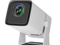 WZATCO Yuva Go Plus, 1080P Native Smart Android Projector, Rotatable, Auto & 4D Keystone, 9000 Lumens, WiFi-6 & BT, Screen Mirroring, ARC, Room Portable Home Cinema, White