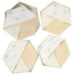 Wanna Party Rose Gold Disposable Paper Plates Dinnerware Plates for Party Wedding Anniversary Birthday, 9 inches (Hexagon shape)-10 PC