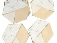 Wanna Party Rose Gold Disposable Paper Plates Dinnerware Plates for Party Wedding Anniversary Birthday, 9 inches (Hexagon shape)-10 PC