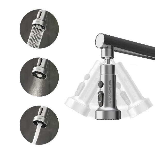 WaterScience Tap Extension for Kitchen Sink | 3 Flow Modes | Flexible Faucet Extender for Taps | Aerators for Water Tap | Upto 80% Water Saving - Wide