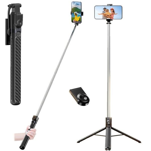 Wecool S5s Selfie Stick with Tripod Stand 360 Degree, Extendable Upto 71inc/ 180cm Long 7 Section Stable Base for Mobile/Camera, Perfect for Vlogging & Photoshoot