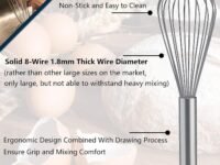 Whisks for Cooking, 1 Pack Stainless Steel Whisk for Blending, Whisking, Beating and Stirring, Enhanced Version Balloon Wire Whisk (14 Inches - Handle Length - 5 Inches Approx)