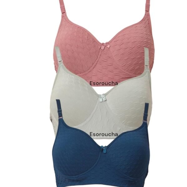 Women's Cotton Full Coverage Lightly Padded Wirefree T-Shirt Bra Combo Pack of 3