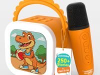 WonderBuddy StoryBox Mini, 250+ Stories Preloaded, Karaoke Mic for Singing, RGB Lights, Kids BT Speaker, Musical Toy, Birthday Gift for 6-10 Year Kids - Dino with Mic