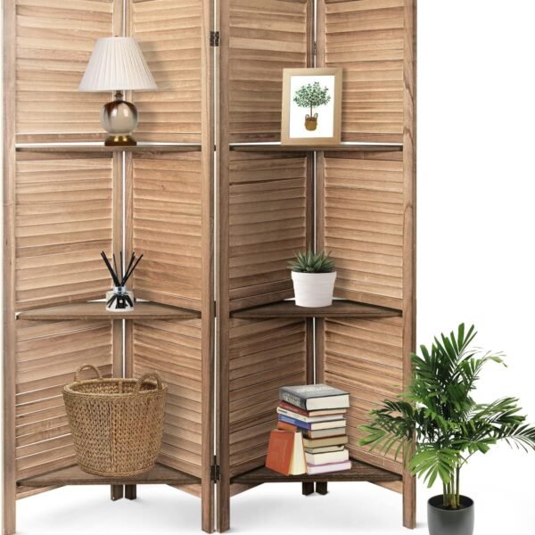 Wooden Room Divider/Wooden Partition/Wooden/Separator for Living Room/Office Wooden Partition/Wooden Room Divider/Wooden Screen (Brown)