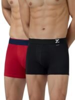 XYXX Men's Aero/Traq Super Combed Cotton Regular Fit Solid Antibacterial Trunks with No Marks Waistband (Pack of 2)