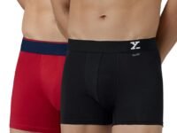 XYXX Men's Aero/Traq Super Combed Cotton Regular Fit Solid Antibacterial Trunks with No Marks Waistband (Pack of 2)