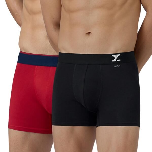 XYXX Men's Aero/Traq Super Combed Cotton Regular Fit Solid Antibacterial Trunks with No Marks Waistband (Pack of 2)