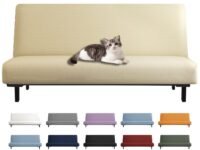 YEMYHOM Futon Cover Latest Jacquard Design High Stretch Armless Sofa Bed Slipcover Anti-Slip Furniture Protector with Elastic Bottom (Futon, Beige)