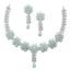 ZENEME Rhodium-Plated White American Diamond Necklace Set with Earrings for Women & Girls Sky Blue Leaf AD Jewellery Set For Womens