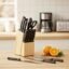 amazon basics Stainless Steel Knife Set with High-carbon Blades and Pine Wood Block, 14 Pieces