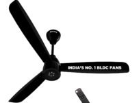 atomberg Renesa Enzel 1200mm BLDC Ceiling Fan with Remote | 5 star | Advance Air+ Technology | LED Speed Indicator | Low Noise | Sleek Design | Power Saving | 3 Year Warranty | Gloss Black
