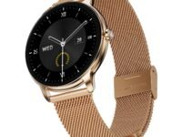 boAt Chrome Iris Fashion Smart Watch for Women - Elegant Ultra-Sleek Dial, Light-Weight Metal Body, 1.32" AMOLED Display, 1000 Nits, AOD, Female Wellness Tracking Watch for Woman (Metal Gold)