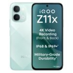 iQOO Z11x 5G (Prismatic Green, 8GB RAM, 128 GB Storage) | Dimensity 7400-Turbo Processor | 7200 mAh Battery | 4K Video Recording Front & Back | IP68 & IP69+ | Powered by OriginOS 6