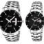 jainx Day Date Feature Silver Steel Chain Gift Set Analog Wrist Watch for Couple - JC458