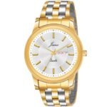 jainx Premium Golden Chain Day and Date Feature Analog Wrist Watch for Men (Golden/White/Black Color Dial)