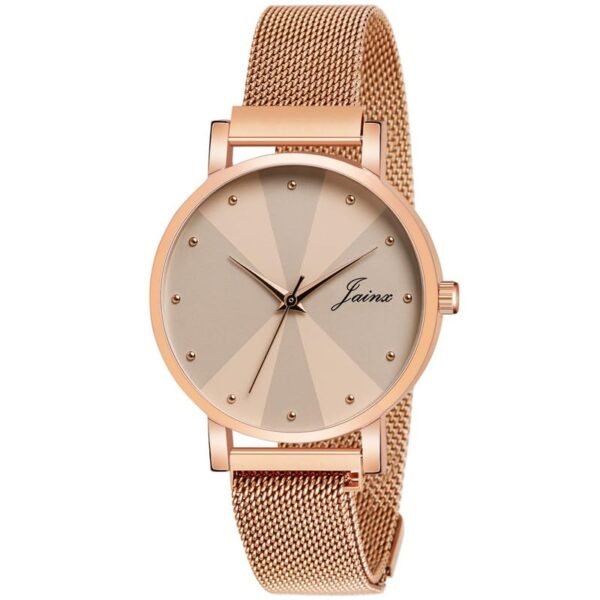 jainx Rose Gold Mesh Magnet Chain Analog Watch - for Women