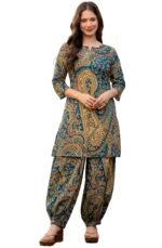 rytras Women Woman Pure Cotton Printed A-Line Kurta Sets with Palazzos|Kurti Set for Woman|Cord Set for Women Cotton