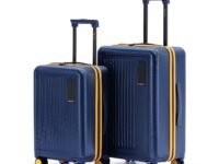 MOKOBARA Transit Set of 2 Trolley Bag (54cm 64cm) Blue & Yellow | Cabin 40L Check-in 65L Lightweight Polycarbonate Hardshell TSA Lock YKK Zipper 8 Silent Wheels 18-21 Days Travel Suitcase