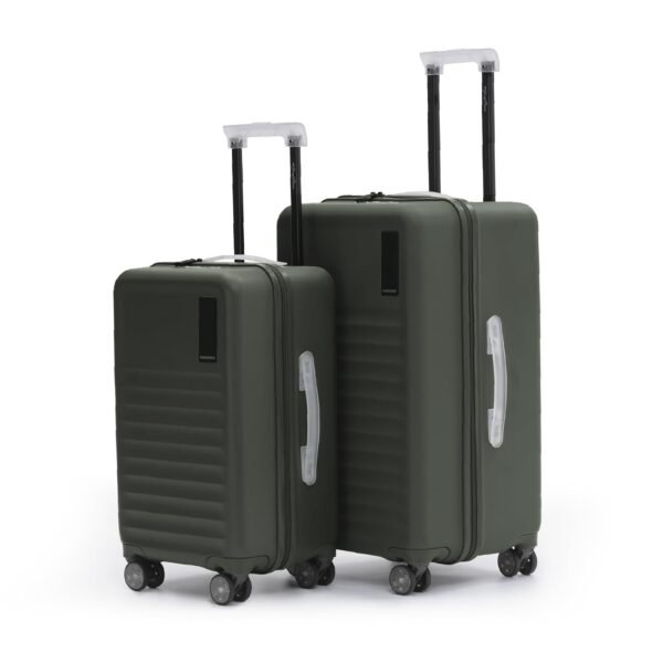 MOKOBARA Aisle Trunk Set of 2 Trolley Bag (55.5cm 65cm) Olive | Cabin 40L Check-in 70L Polycarbonate Hardshell Frosted Hardware TSA Lock YKK Zippers 8 Silent Ninja Wheels 18-21 Days Travel