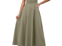 Shasmi Girl's & Women's Solid Color V-Neck A-Line Maxi Dress for Women | New Year Party Outfit | Waist Cinched Puff Sleeve Western | Elegant Casual Wear (Dress 246)
