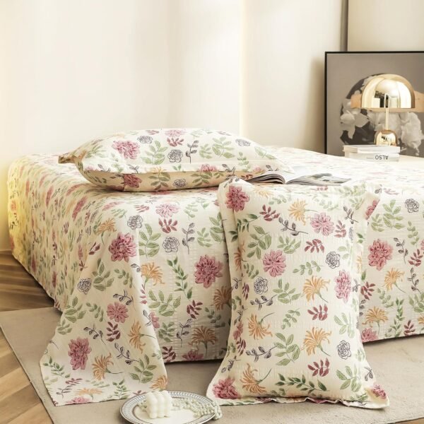 Story@Home King Size Bedsheet | Cloud Cotton Flatsheet King Size with Two Pillow Covers| Super Soft Bed Sheet for King Size Bed | Floral Design (270 x 250 cm, Off White & Pink)