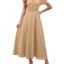 Shasmi Girl's & Women's Solid Color V-Neck A-Line Maxi Dress for Women | New Year Party Outfit | Waist Cinched Puff Sleeve Western | Elegant Casual Wear (Dress 246)