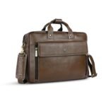 HAMMONDS FLYCATCHER Genuine Leather Office Bag for Men, 15.6" Professional Leather Laptop Bag for Men for Office, Travel, Daily Use, Adjustable Strap & Multi Compartments - 1 Year Warranty - Brushwood