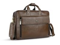 HAMMONDS FLYCATCHER Genuine Leather Office Bag for Men, 15.6" Professional Leather Laptop Bag for Men for Office, Travel, Daily Use, Adjustable Strap & Multi Compartments - 1 Year Warranty - Brushwood