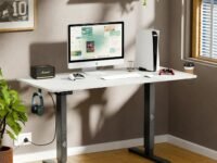 ARTIKEL Artidesk Eco Electric Height Adjustable Table for Office Work & Home-Sit Stand Gaming Desk 80kg Load, Cup Holder, 2 Hooks,Cable Organizer 2Split Tabletop (Rock, Eco - 100x60 CM)