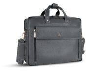 HAMMONDS FLYCATCHER Genuine Leather Office Bag for Men, 15.6" Professional Leather Laptop Bag for Men for Office, Travel, Daily Use, Adjustable Strap & Multi Compartments - 1 Year Warranty - Grey
