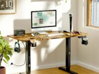 ARTIKEL Artidesk Eco Electric Height Adjustable Table for Office Work & Home-Sit Stand Gaming Desk 80kg Load, Cup Holder, 2 Hooks,Cable Organizer 2Split Tabletop (Rustick Brown, Eco - 100x60 CM)