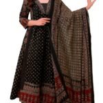 KLOSIA Women's Rayon Printed Anarkali Kurta and Pant with Dupatta Set