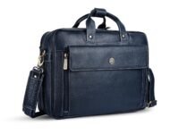 HAMMONDS FLYCATCHER Genuine Leather Office Bag for Men, 15.6" Professional Leather Laptop Bag for Men for Office, Travel, Daily Use, Adjustable Strap & Multi Compartments - 1 Year Warranty - Blue