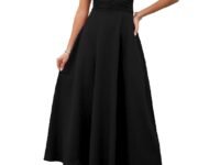Shasmi Girl's & Women's Solid Color V-Neck A-Line Maxi Dress for Women | New Year Party Outfit | Waist Cinched Puff Sleeve Western | Elegant Casual Wear (Dress 246)